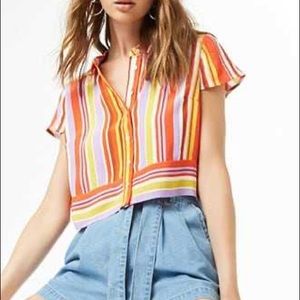 FOREVER 21 // Cropped Striped Shirt